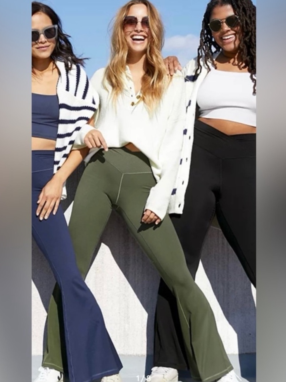 Aerie Offline Crossover Olive Green Flare Leggings